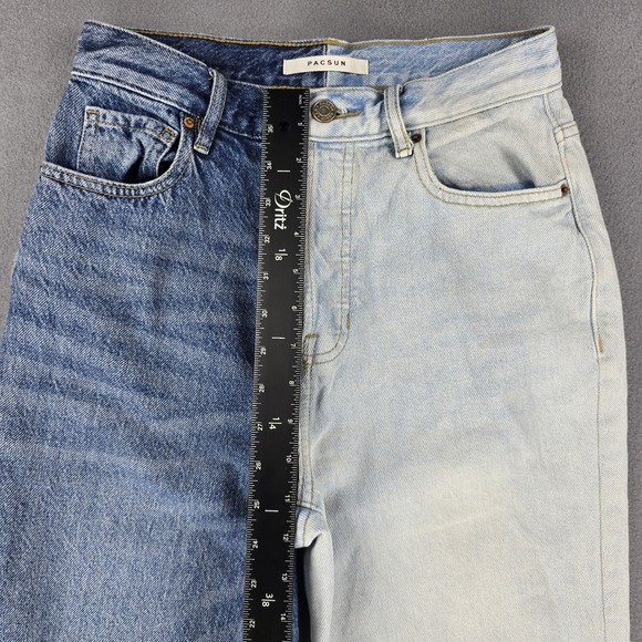 Y2k Mom Jeans Hi Rise Two Tone Womens 26 Color‎ Block Patchwork Button Fly vtg - Picture 16 of 16